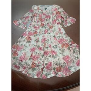 Rabbit Rabbit Rabbit Wmn Floral Crochet Midi Dress Lined Size 16 Easter Prairie